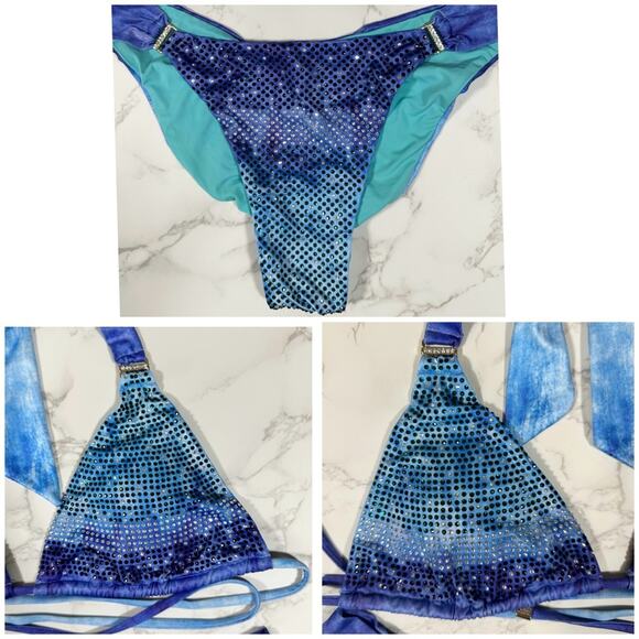 Dolcessa Iceberg Crystallized Ombre Top & Bottom Bikini L/M Set $399 - Picture 15 of 16